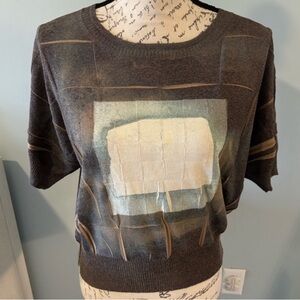 Cotelac Chic Brown Graphic Crop Top EUC
